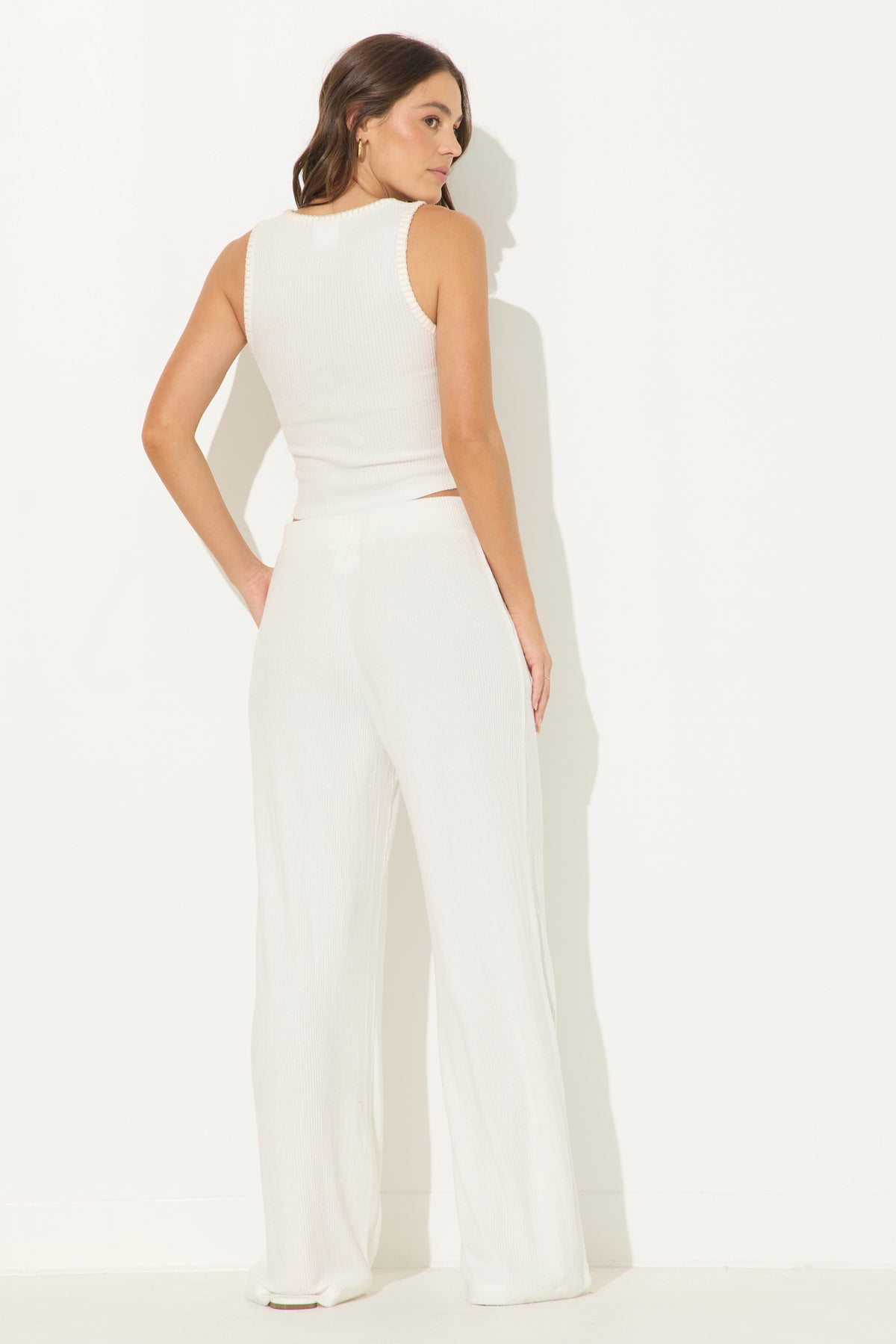 Warm White Rib Hacci Whip Stitch Tank