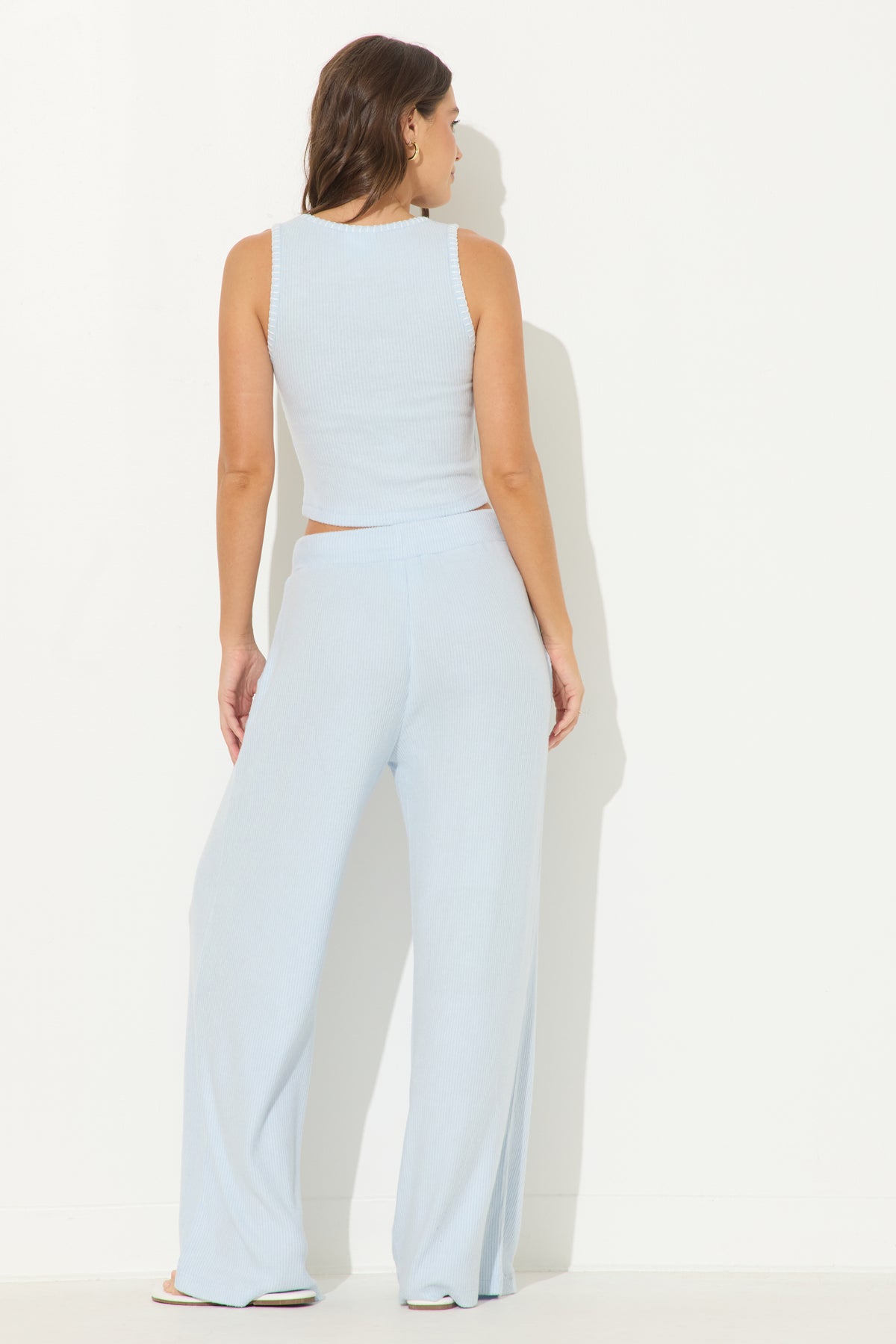 Sky Blue Rib Hacci Whip Stitch Tank