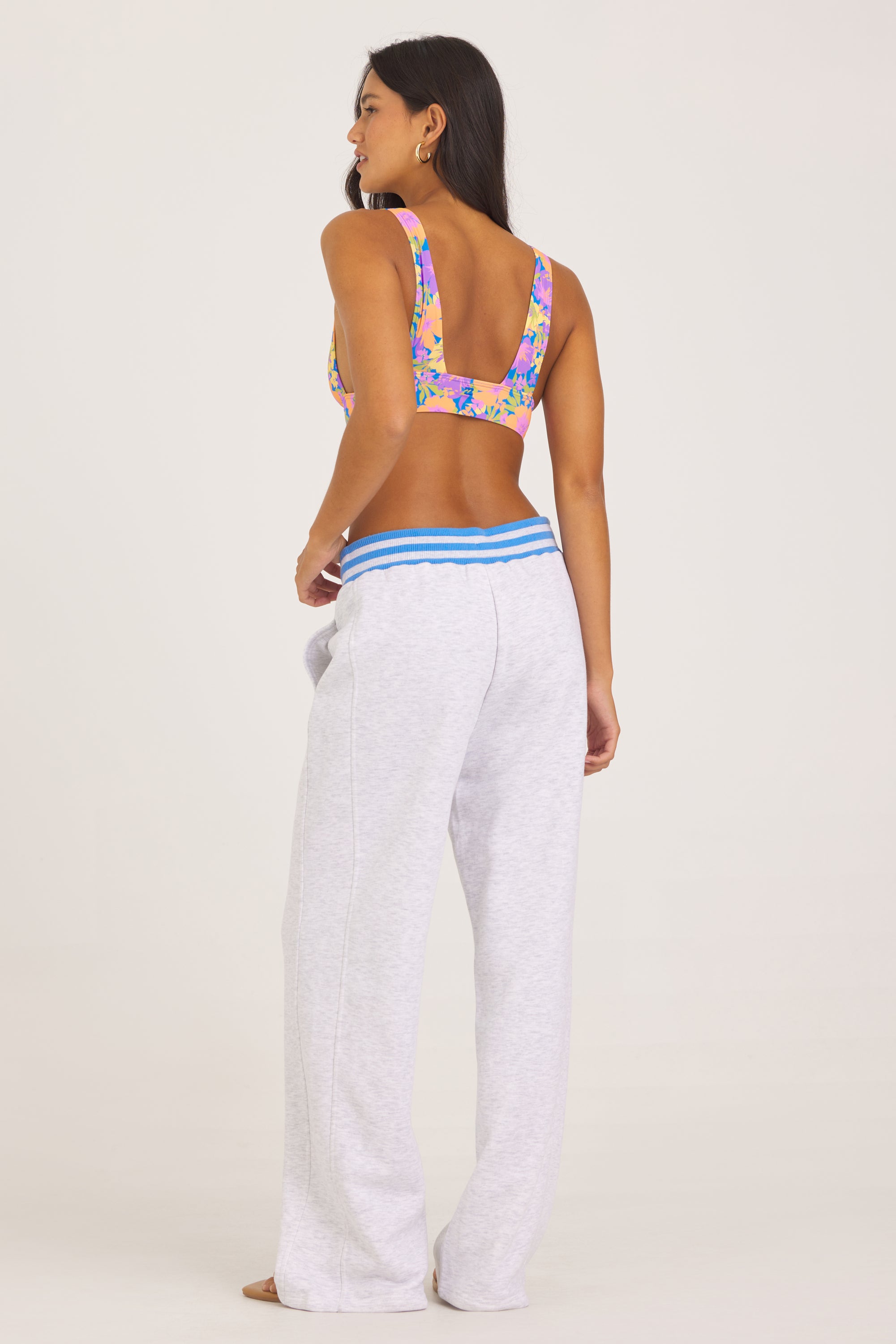 Varsity Fleece Quarter Zip - Heather Grey with Blue