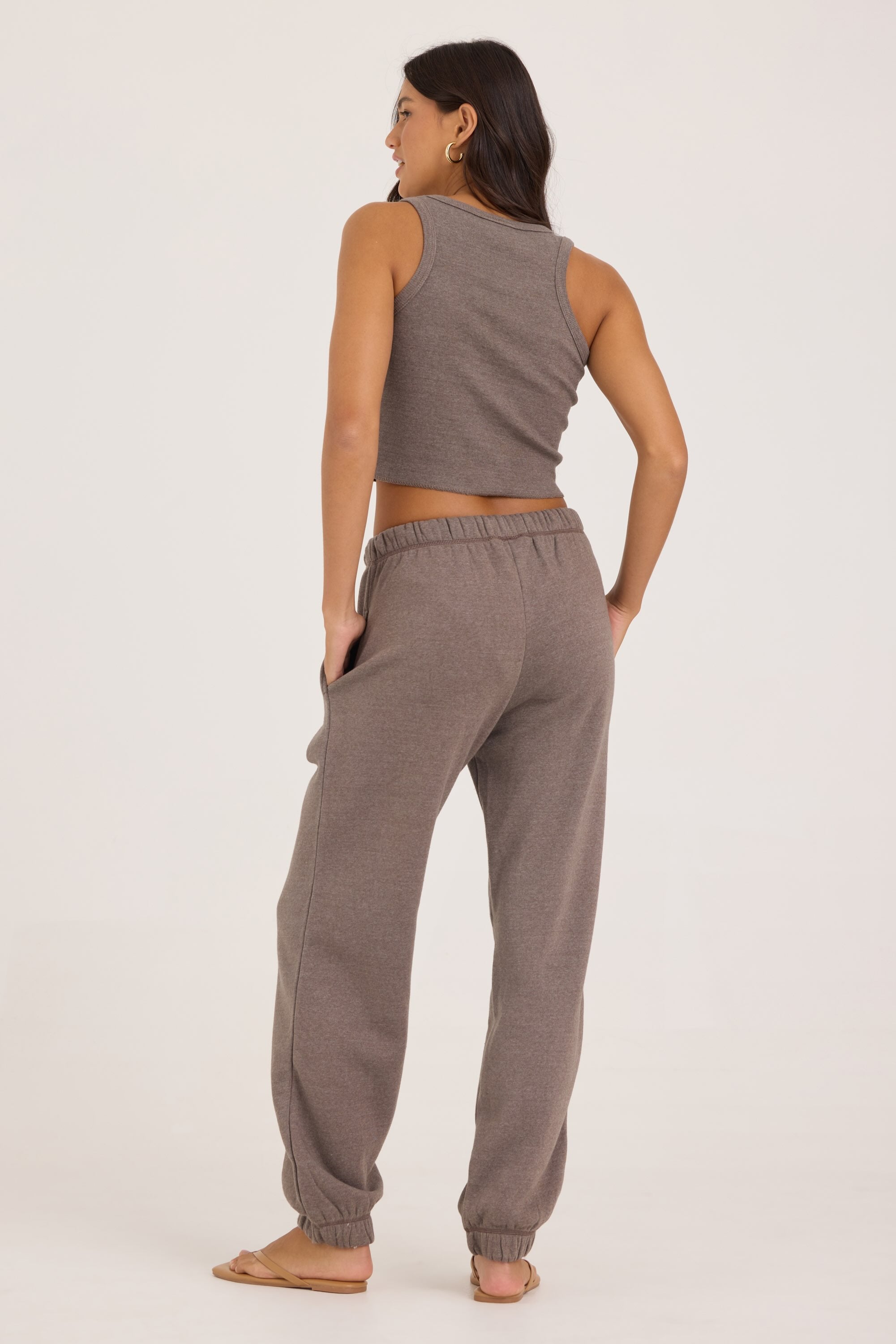 Heather Brown Ribbed Tank