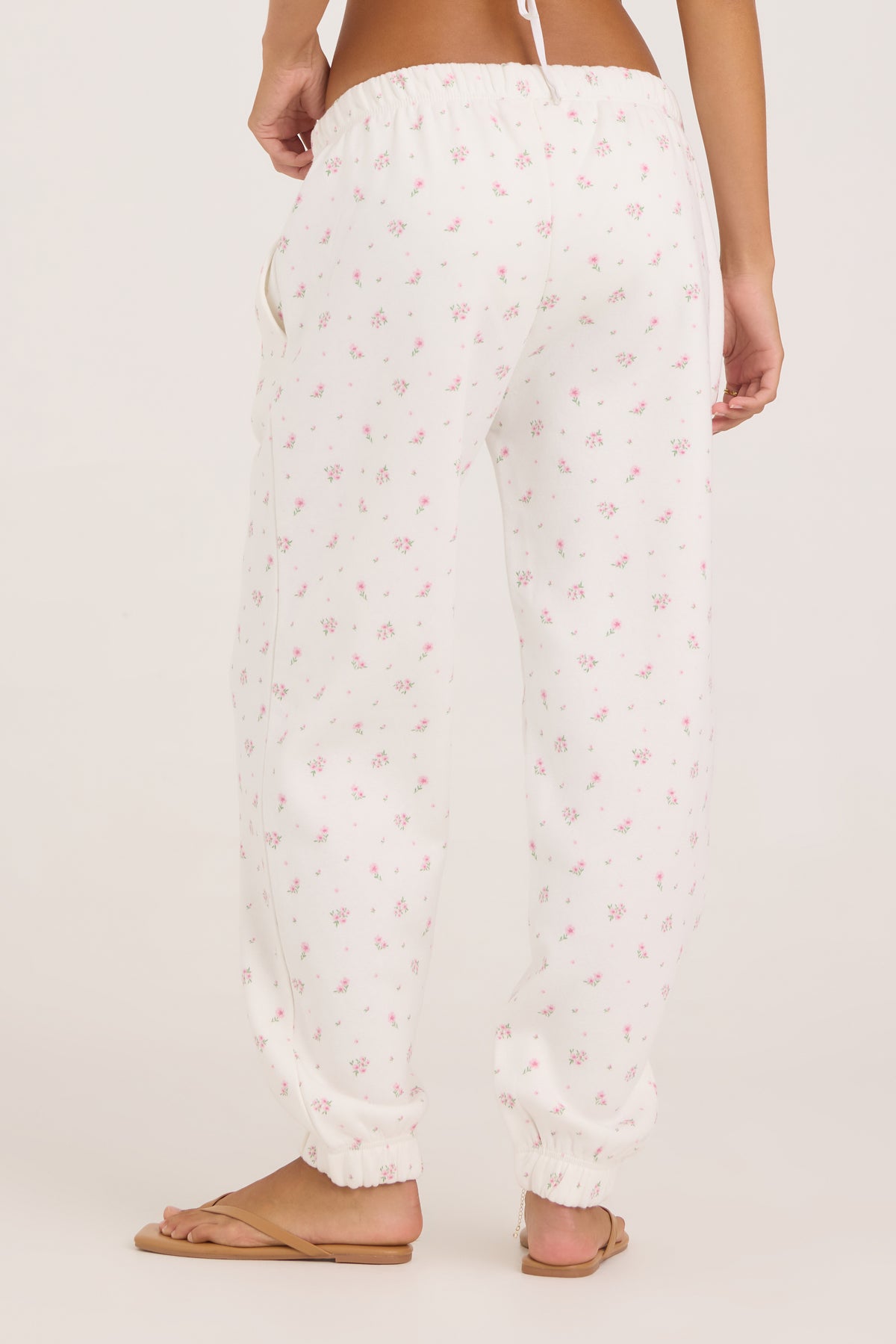 Floral Print Essential Fleece Jogger - Pink