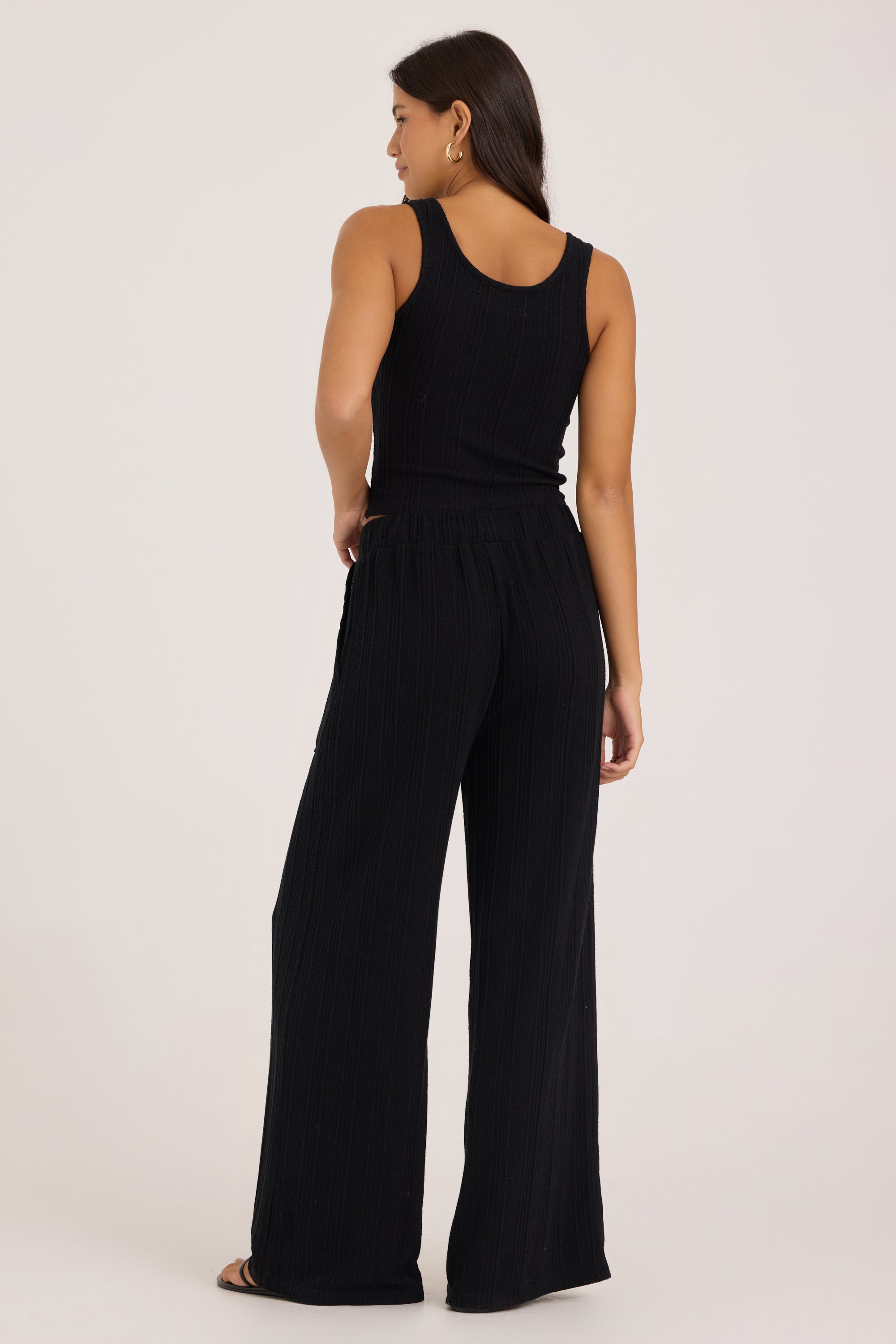 Novelty Rib Tank With O-Ring Straps - Black