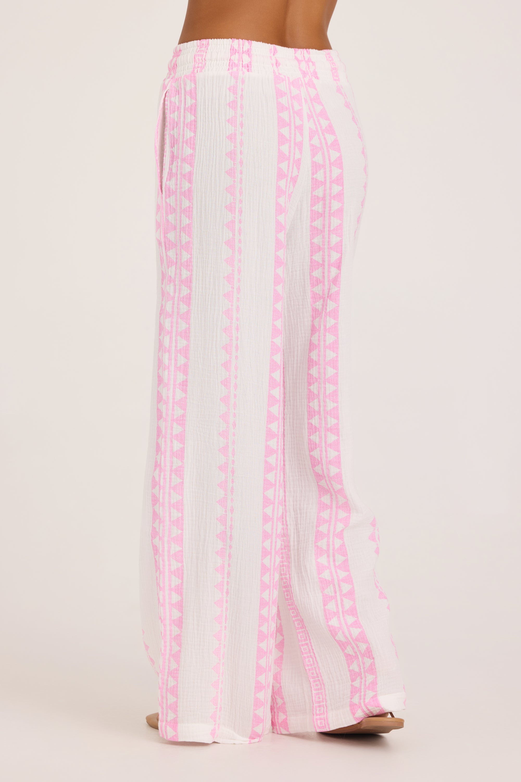 Printed Gauze Pant - Pink Tribal Stripe