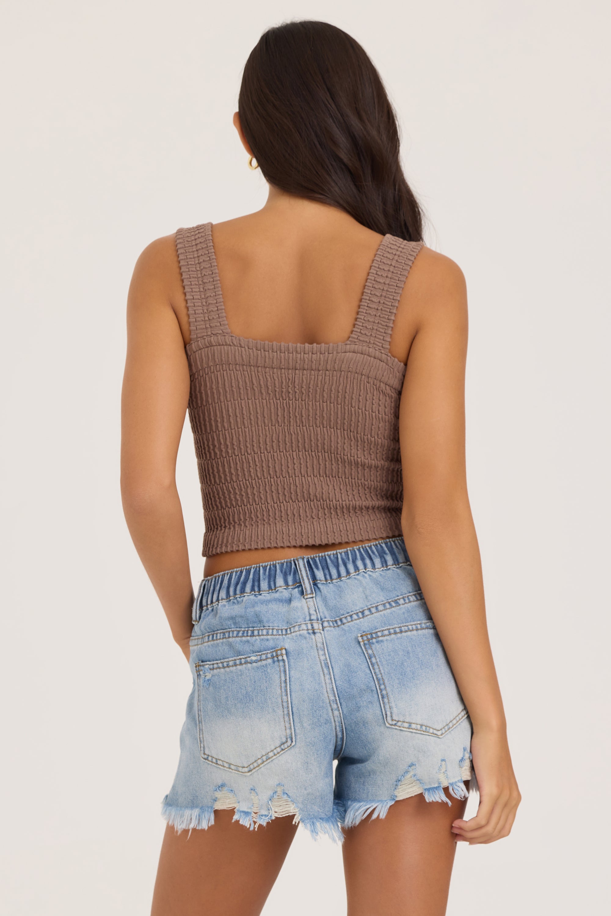Seamless Crinkle Square Top - Mocha