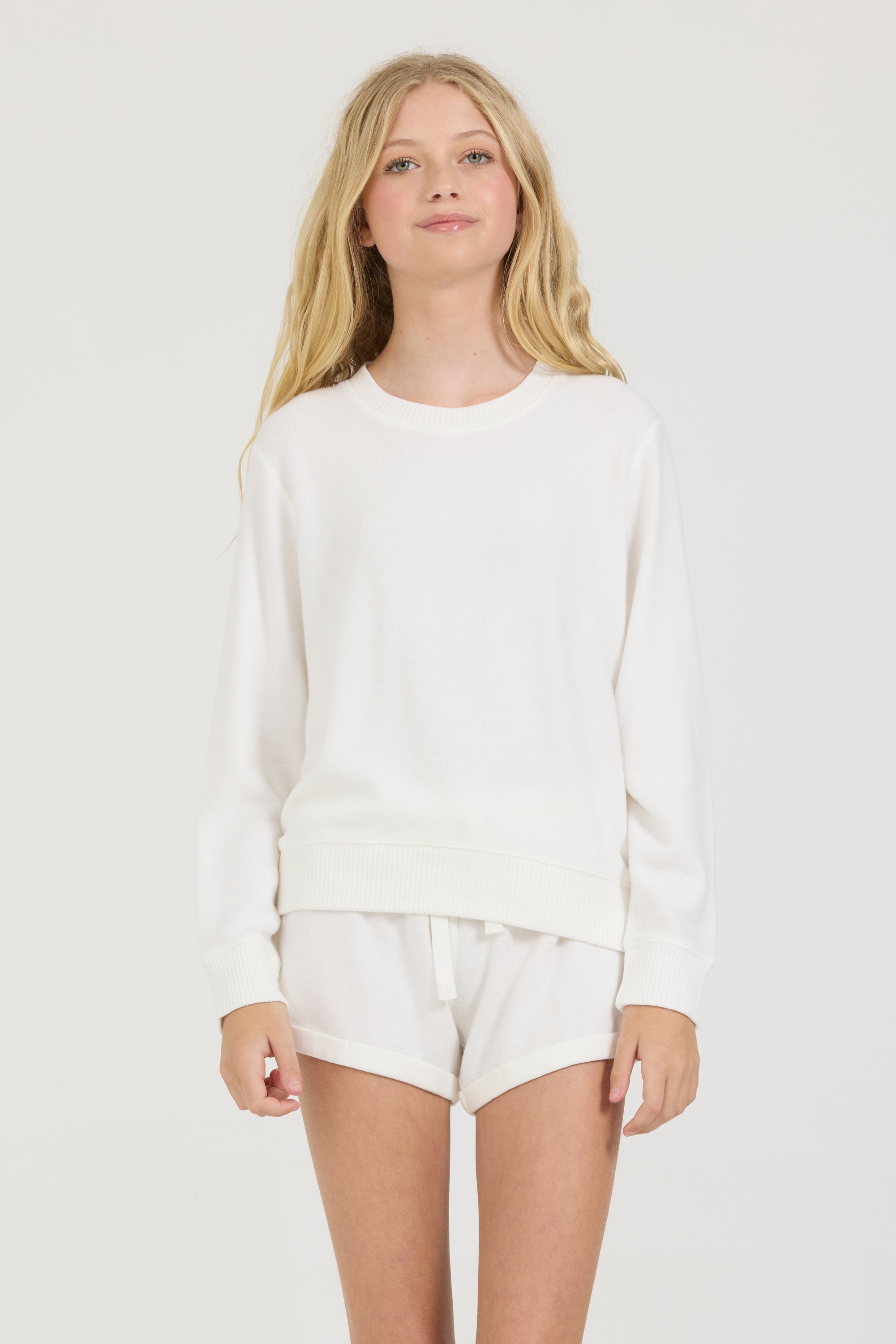 Kids Solid Hacci Crewneck