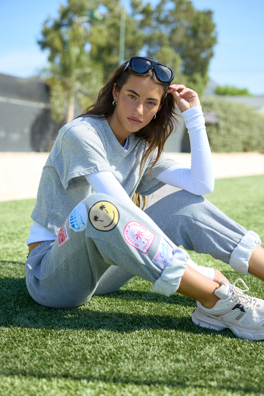 Athletic Grey Surf Wash Jogger with Patches