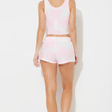 Paradise Pink Palm Print Hacci Shorts