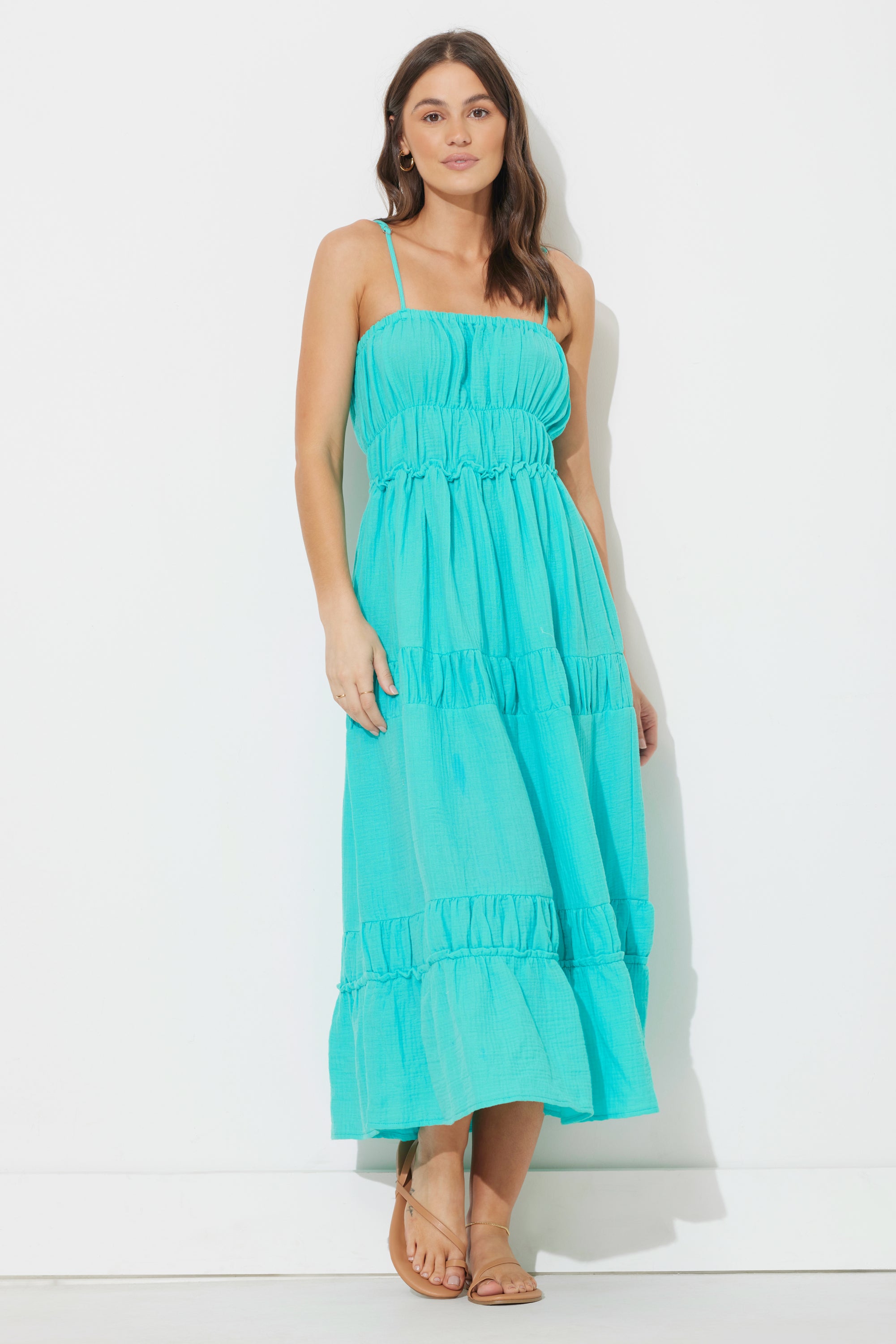 slim fit dress slacks Cynthia Maxi Dress- Teal main image 1