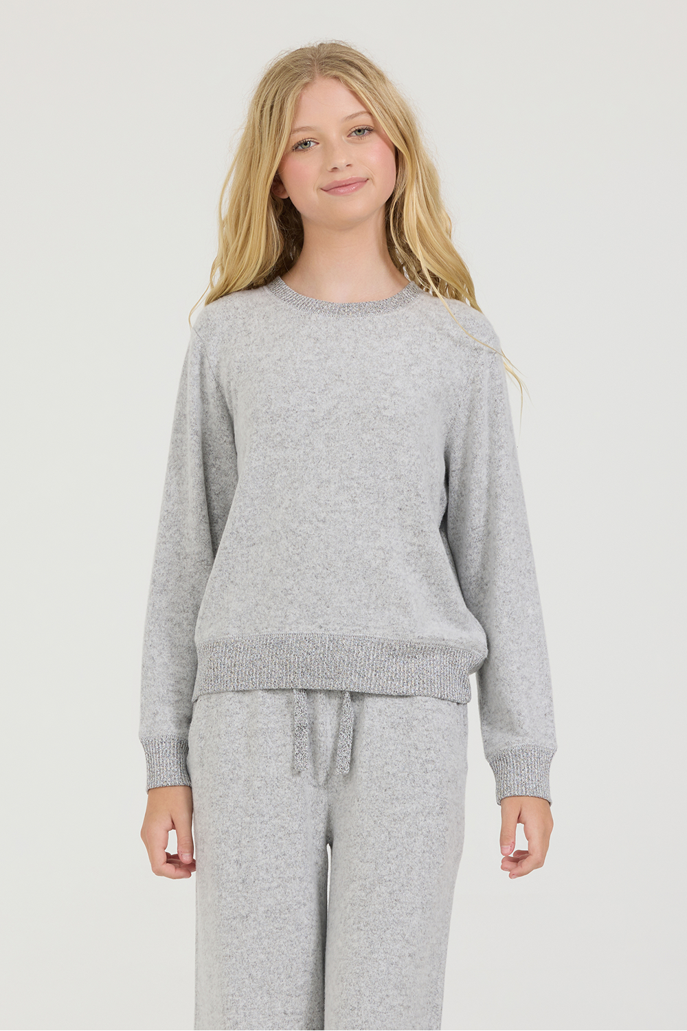 Kids Solid Hacci Crewneck