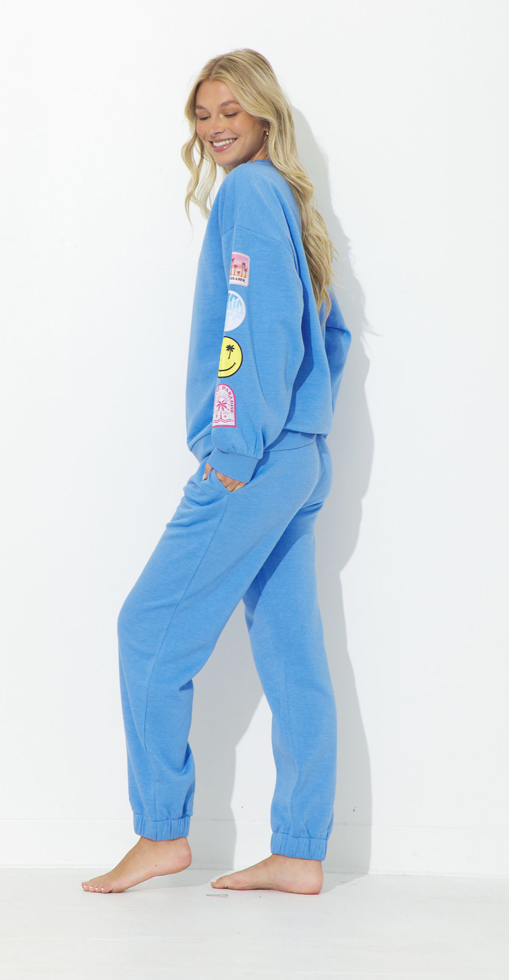 Sea Bright Blue Surf Wash Jogger with Patches