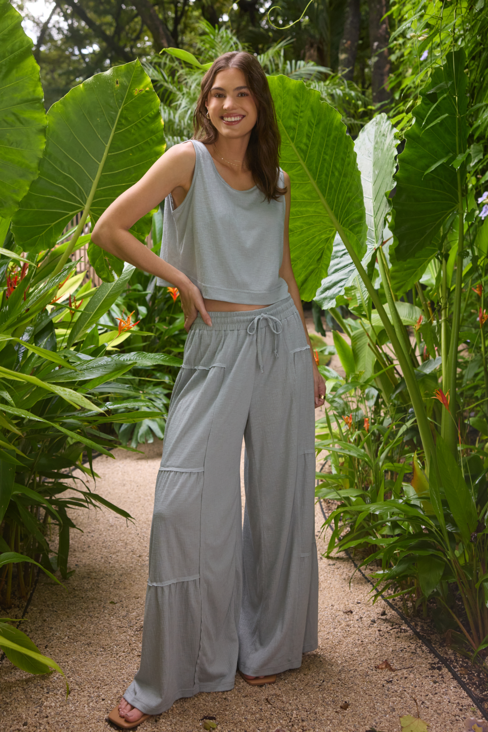 Textured Slub Knit Pant - Sage