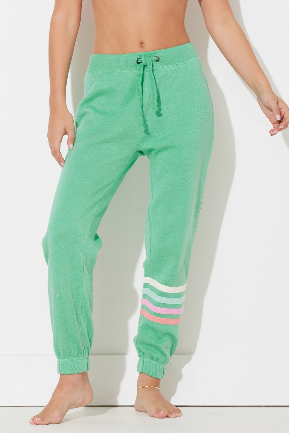 Green stripe joggers sales