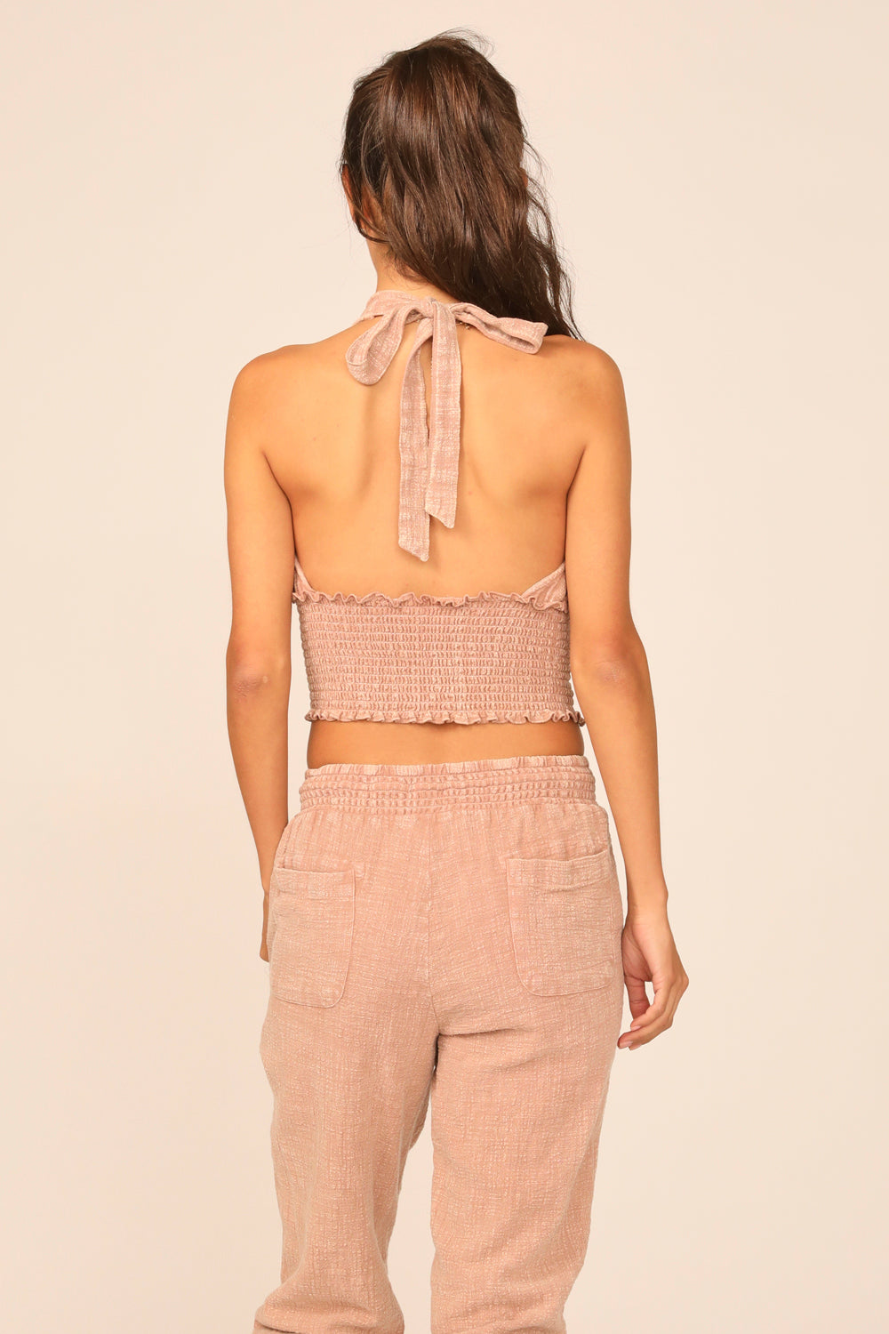 Villa Mauve Washed Texture Fabric Halter Top