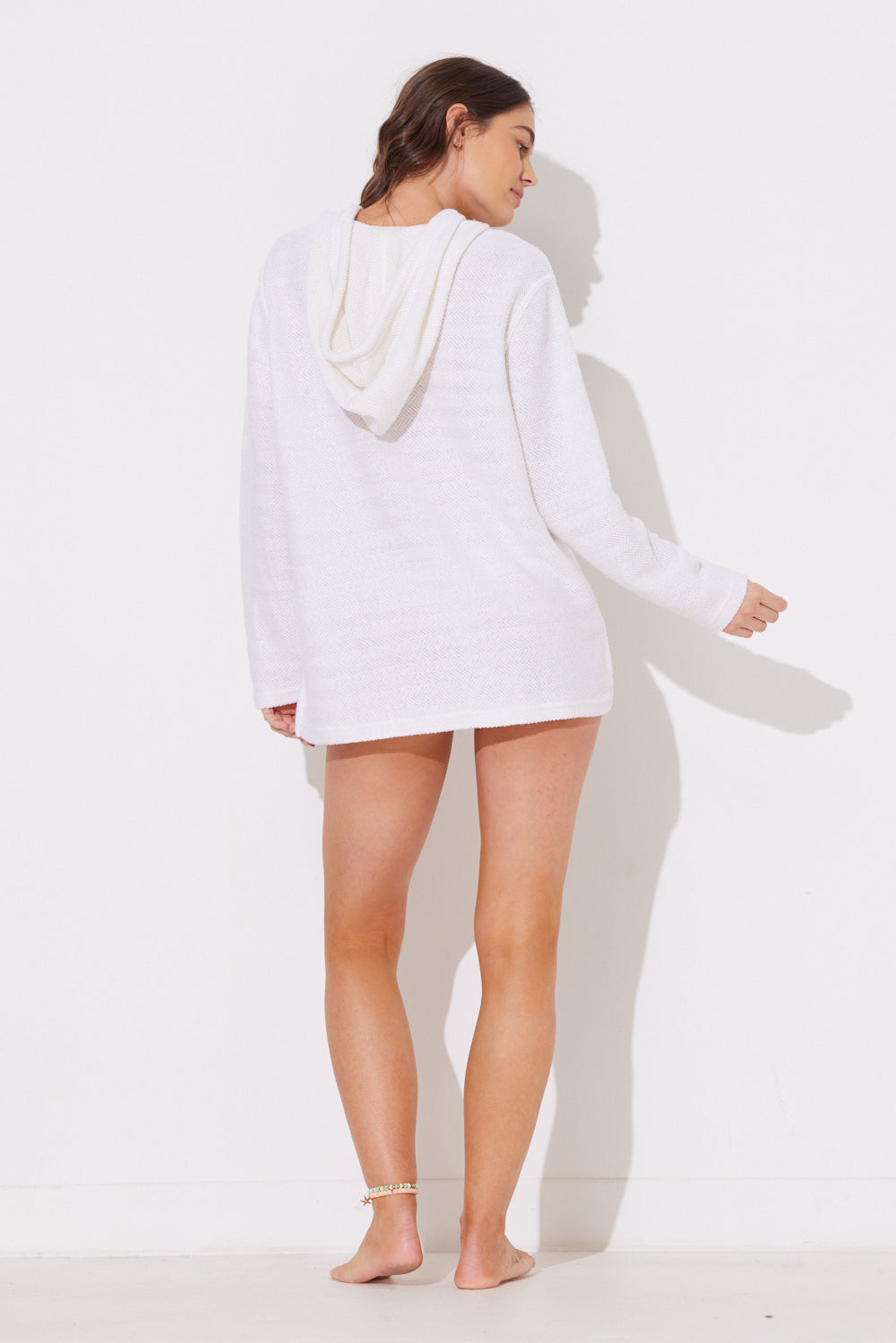 Coconut/Ivory Mixed Knit Baja Hoodie