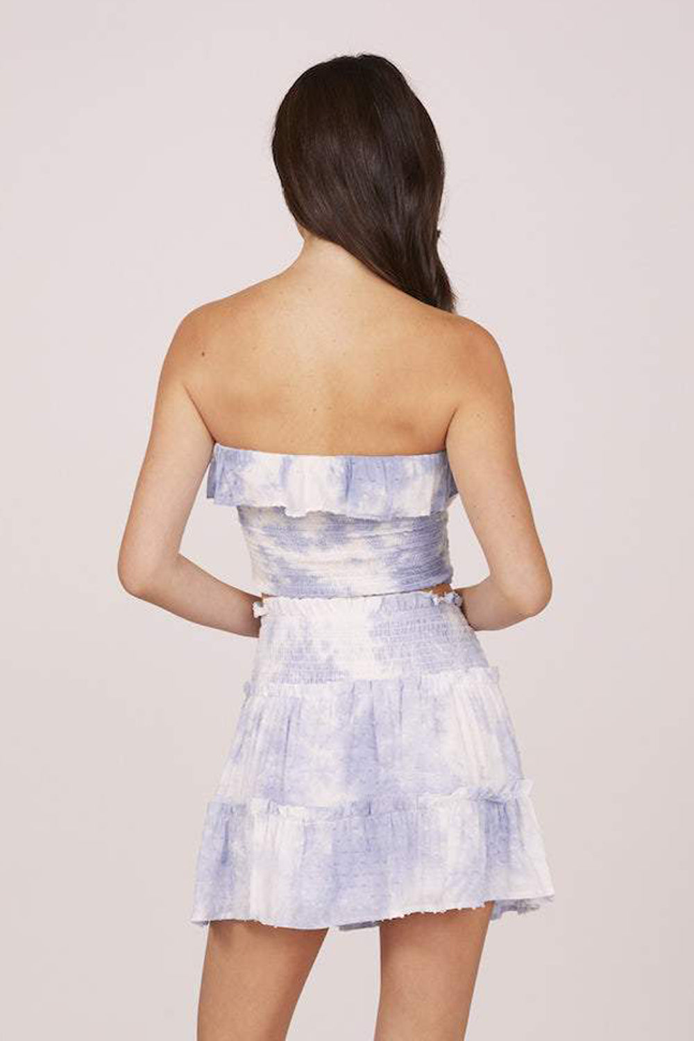 Blue Swiss Dot Smocked Tube Top