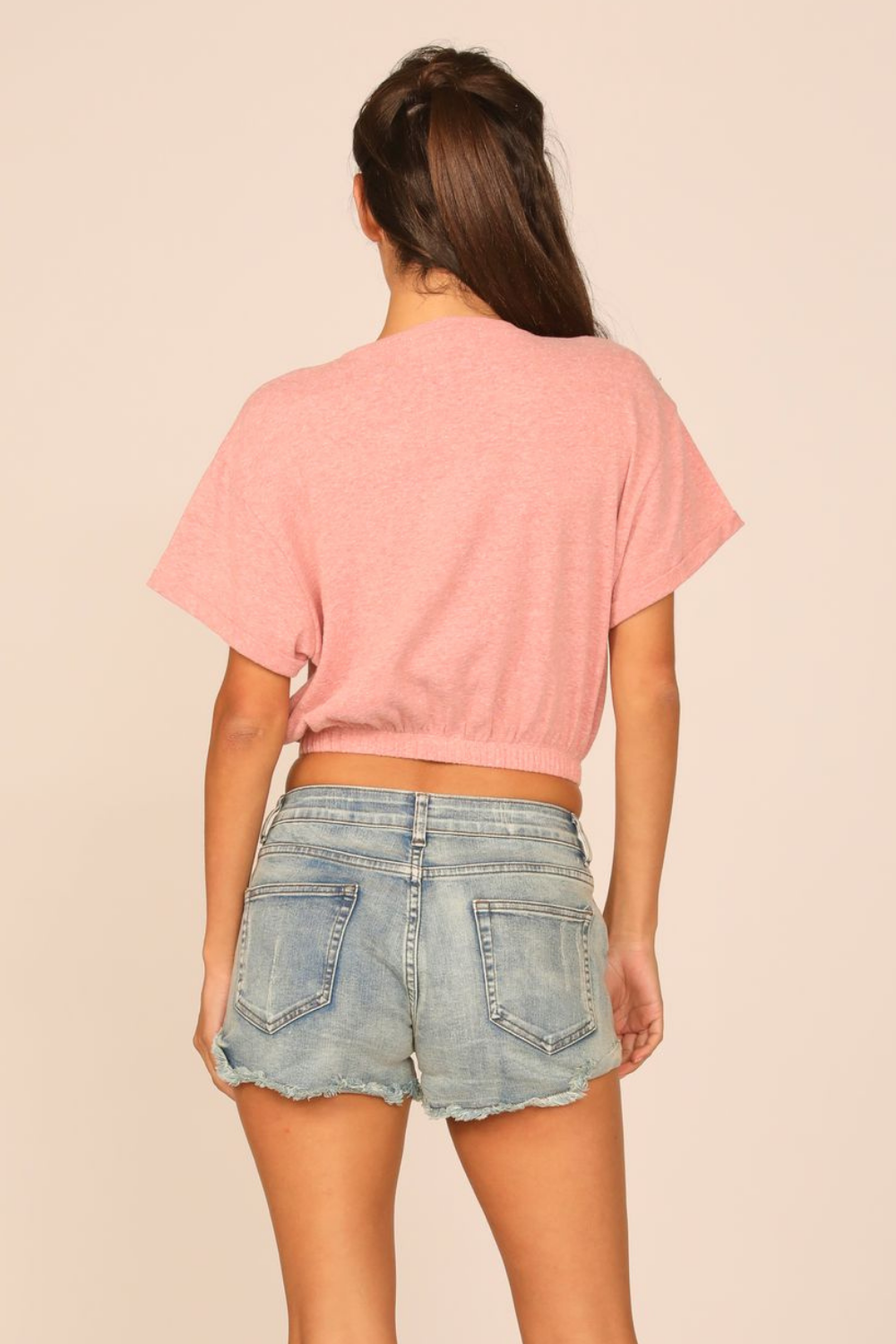 Brick Heathered Slub Elastic Bottom Tee