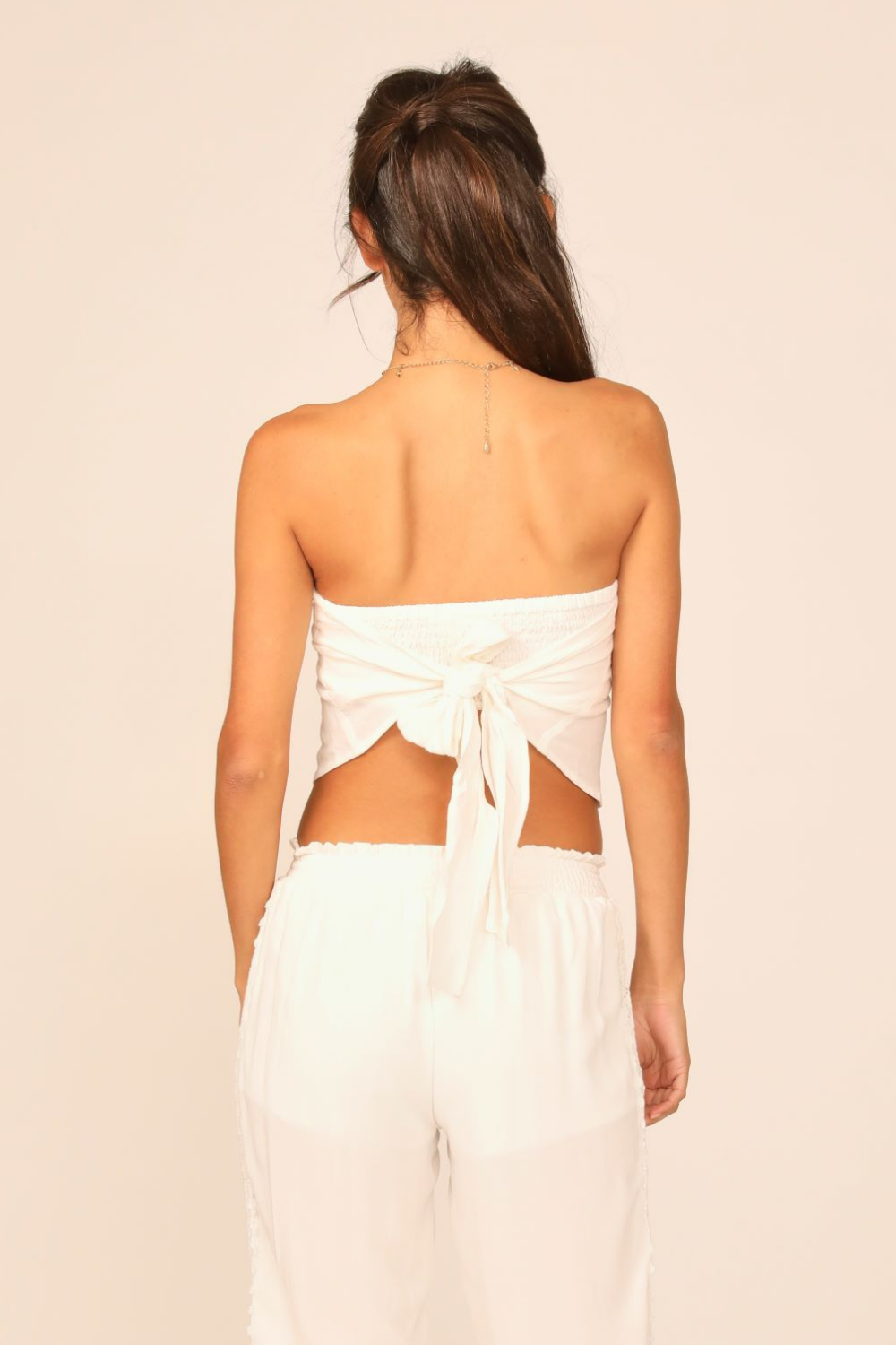 White Rayon Crinkle Crochet Handkerchief Top