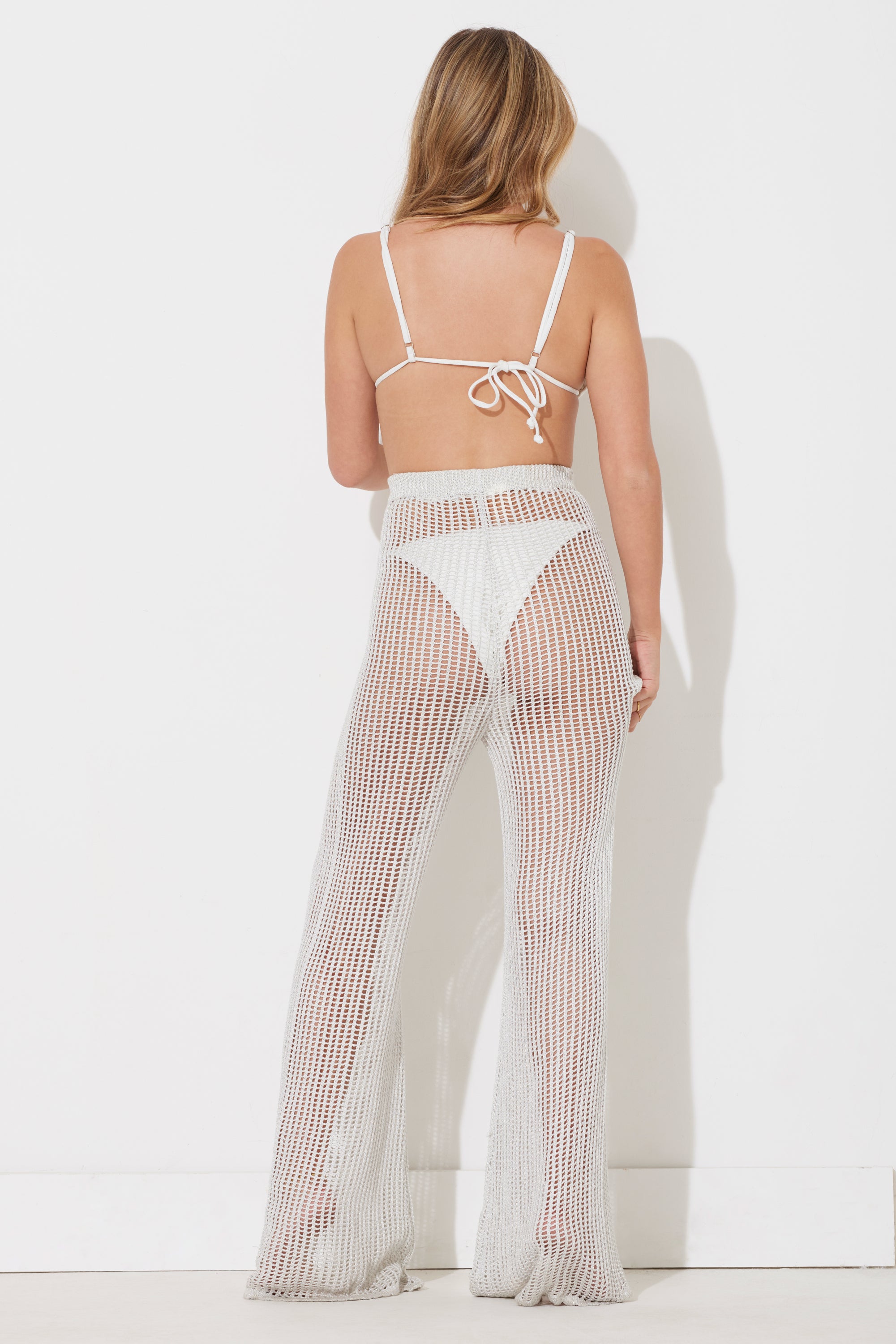 Silver Crochet Pant