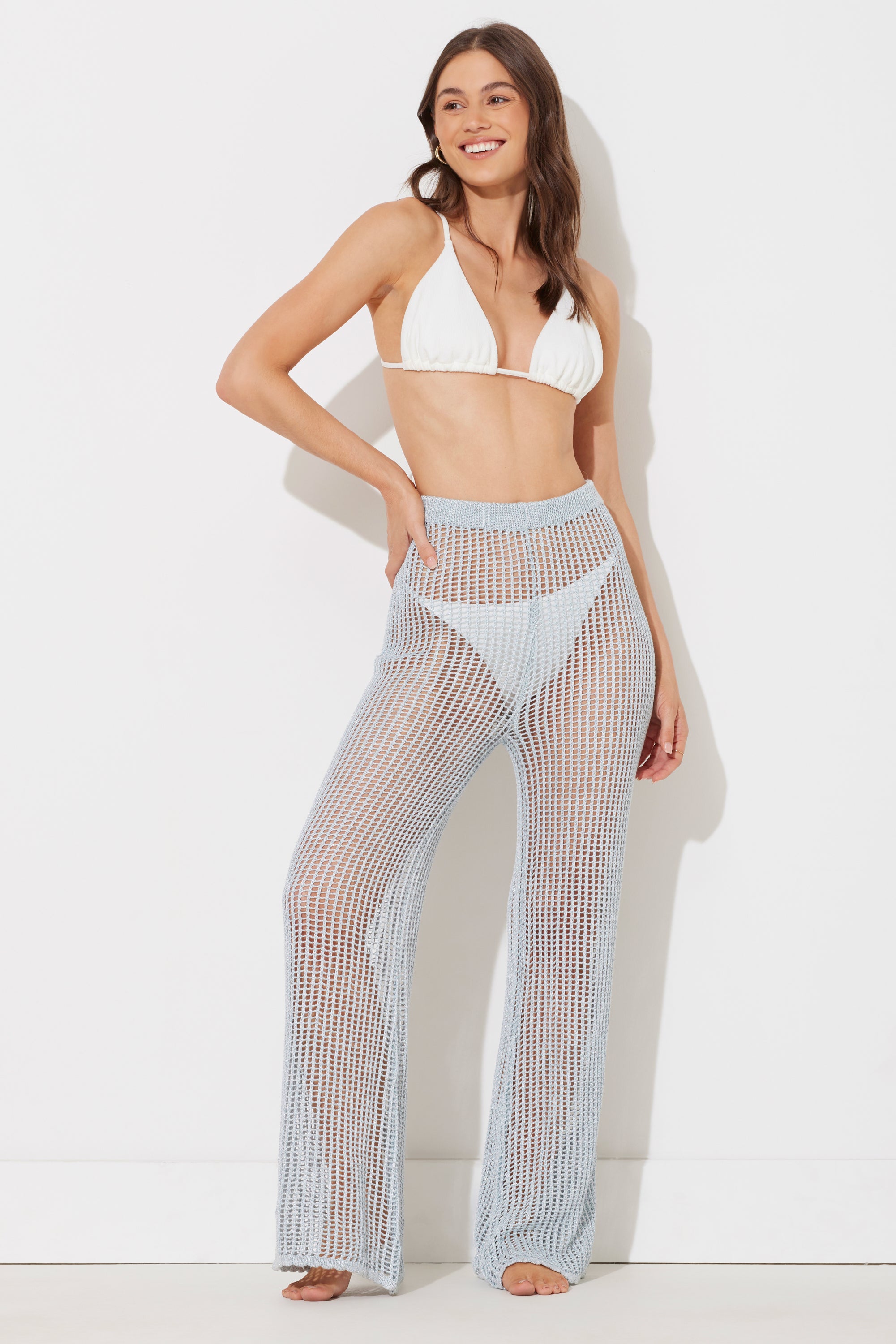 Dusty Blue Crochet Pant