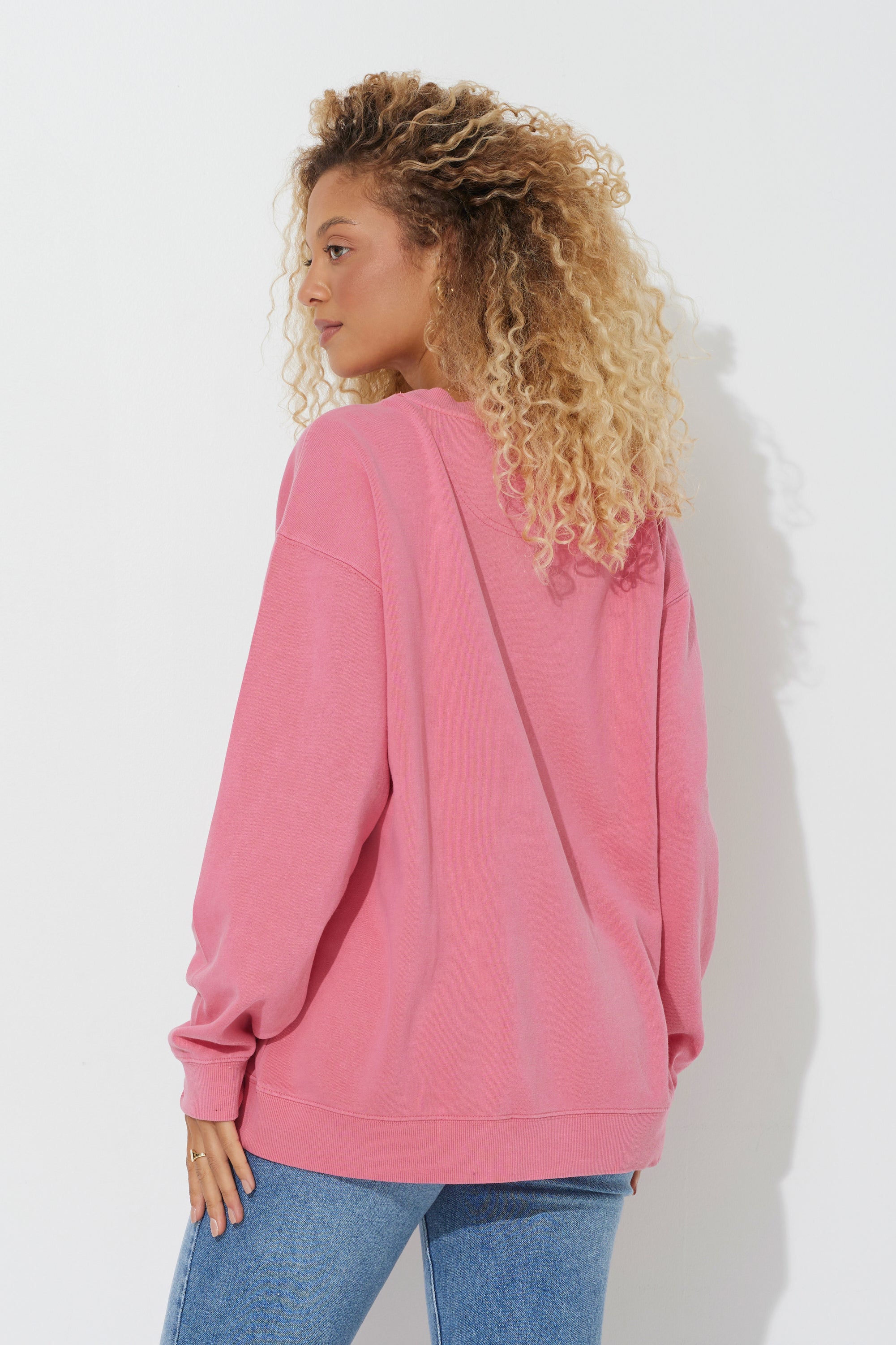Red "Bonjour" Pigment Dyed Crewneck