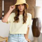 Soft Yellow Saltwash Cropped Tshirt