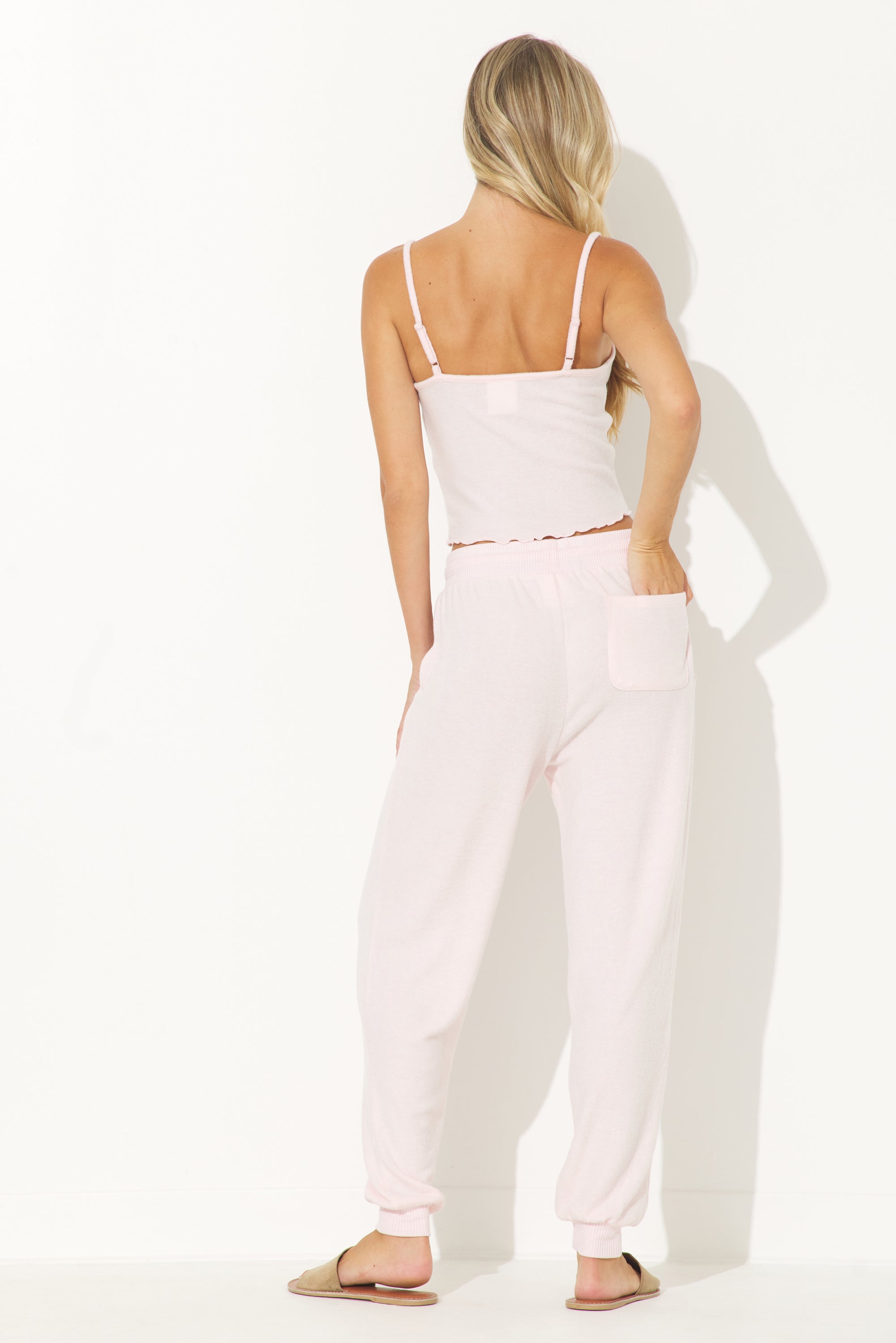 Paradise Pink Solid Hacci Lettuce Edge Tank