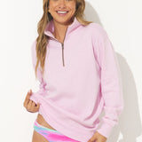 Burnout Fleece Quarter Zip - Palm Pink