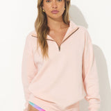 Burnout Fleece Quarter Zip - Island Peach