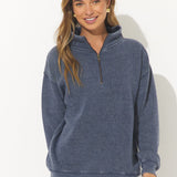 Burnout Fleece Quarter Zip - Deep Navy