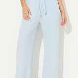 Sky Blue Ribbed Hacci Wide Leg Pants