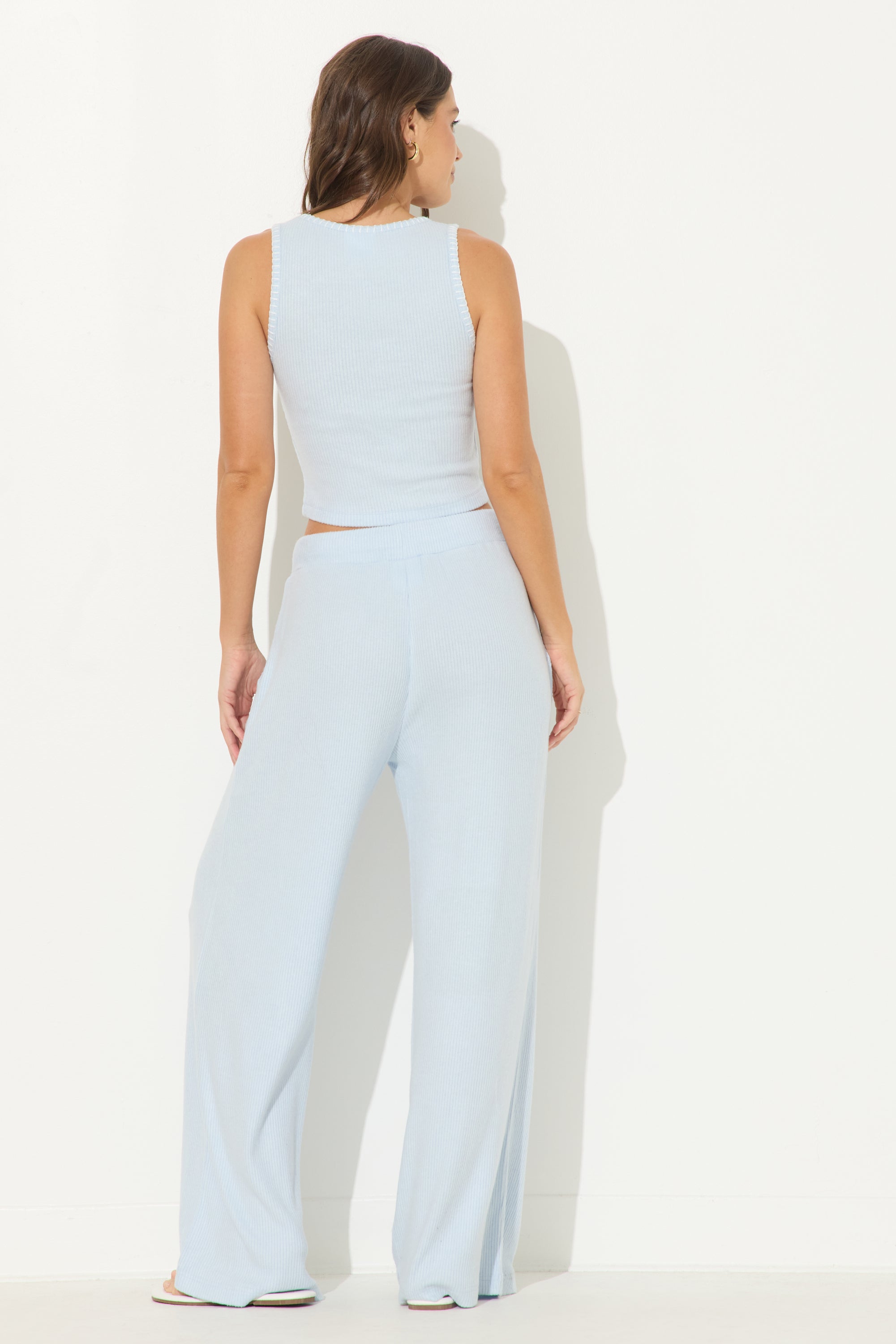 Sky Blue Rib Hacci Whip Stitch Tank