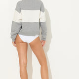 White Athletic Grey Surf Wash Color Block Crewneck