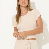 Summer Sand Ribbed Hacci Crop Tee