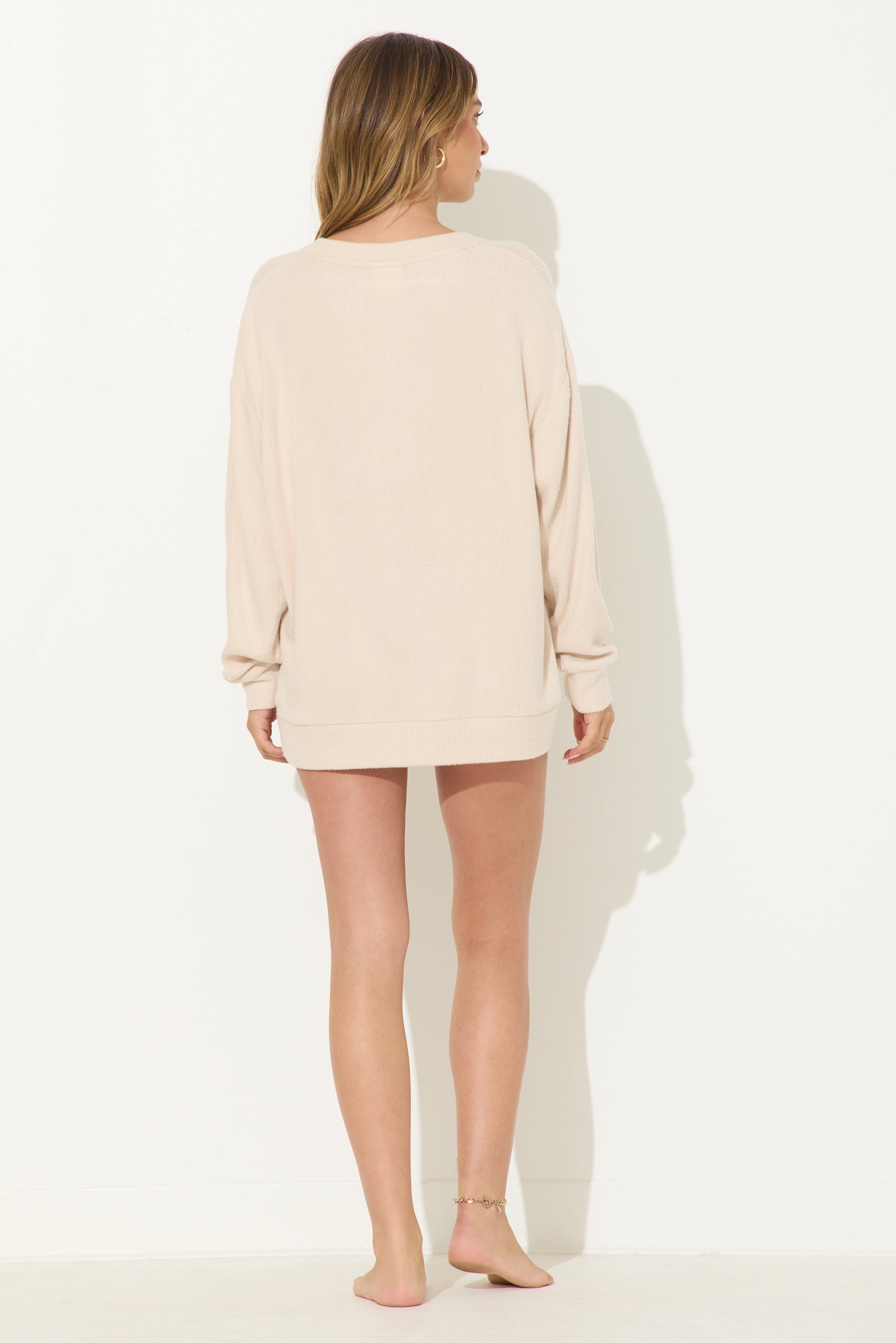 Summer Sand Ribbed Hacci Pullover Crew