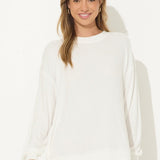 Warm White Ribbed Hacci Pullover Crew