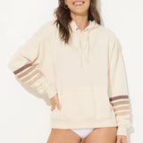 Coconut w/ Neutral Stripes Heather Fleece w/ Stripe Hoodie