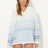 Bay Blue Stripe Printed Texture Ombre Baja Hoodie