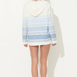 Bay Blue Stripe Printed Texture Ombre Baja Hoodie