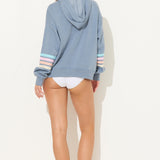 Denim w/ Pastel Stripes Heather Fleece w/ Stripe Hoodie