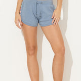 Denim w/ Pastel Stripes Heather Fleece Stripe Shorts