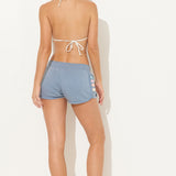 Denim w/ Pastel Stripes Heather Fleece Stripe Shorts