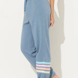 Denim w/ Pastel Stripes Heather Fleece Stripe Jogger