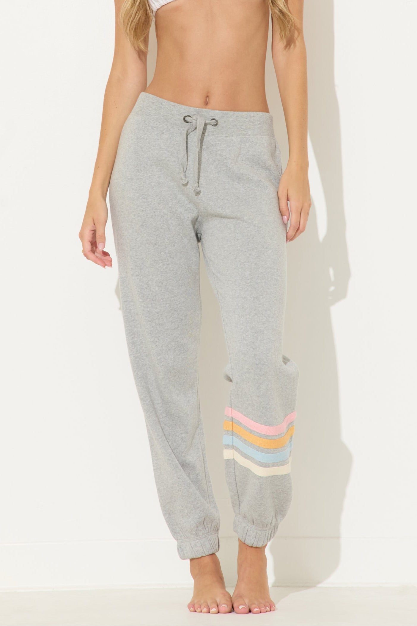 Heather Grey w/ Sunset Stripes Heather Fleece Stripe Jogger