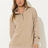 Burnout Fleece Quarter Zip - Warm Sand