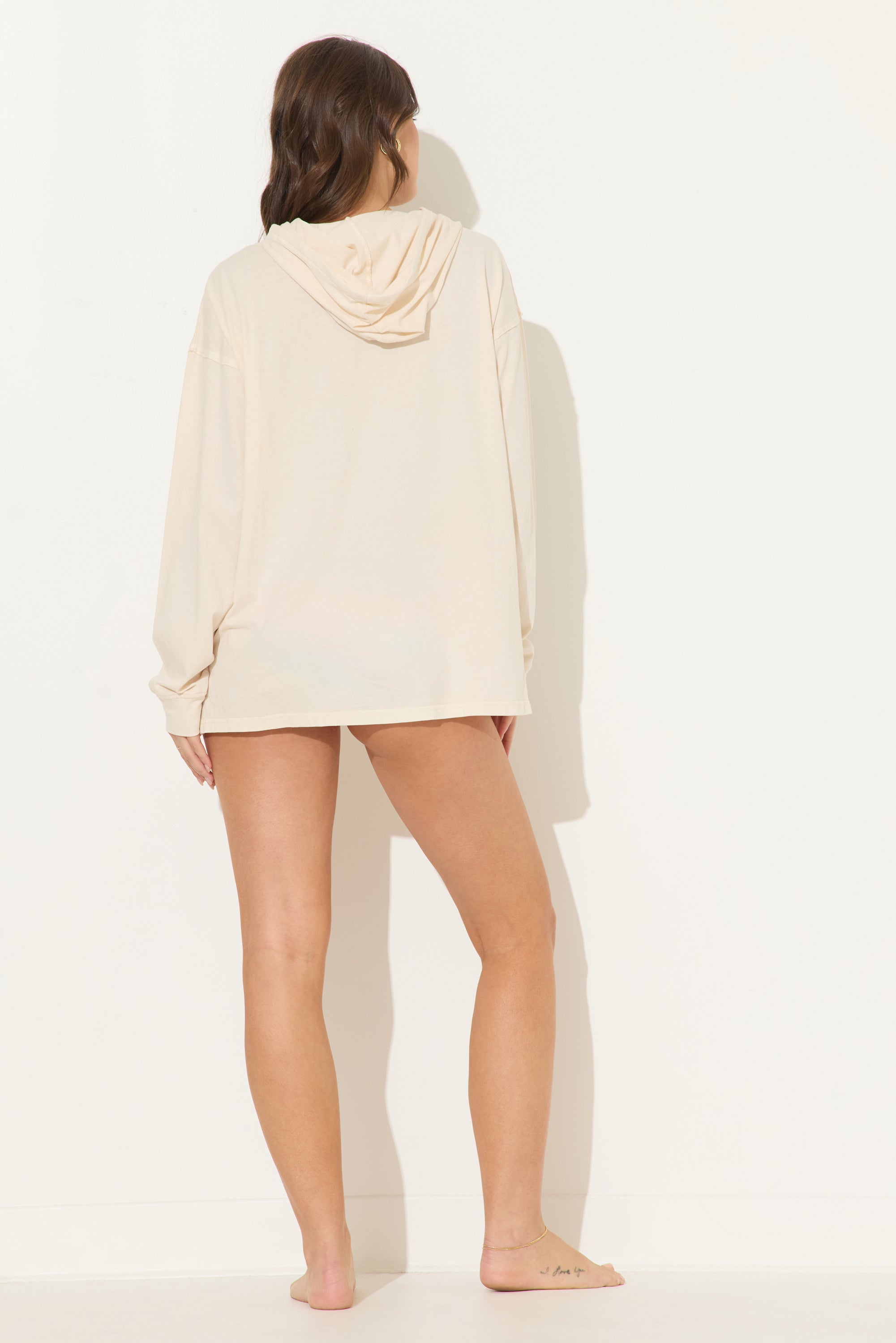 Cream Garment Dye Pullover Hoodie