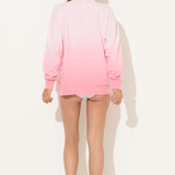 Soft Pink Rich Pink Tonal Dip Dye Crewneck