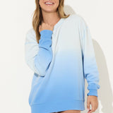 Blue Tonal Dip Dye Crewneck