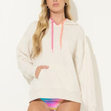 Heather Grey/ Pink Coral Color Block Cloud Fleece Hoodie