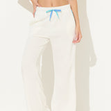 White/Aqua/Ocean Blue Color Block Cloud Fleece Pant