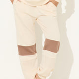 Coconut White Warm Sand and Neutral Stripes French Terry Solid Strip Jogger